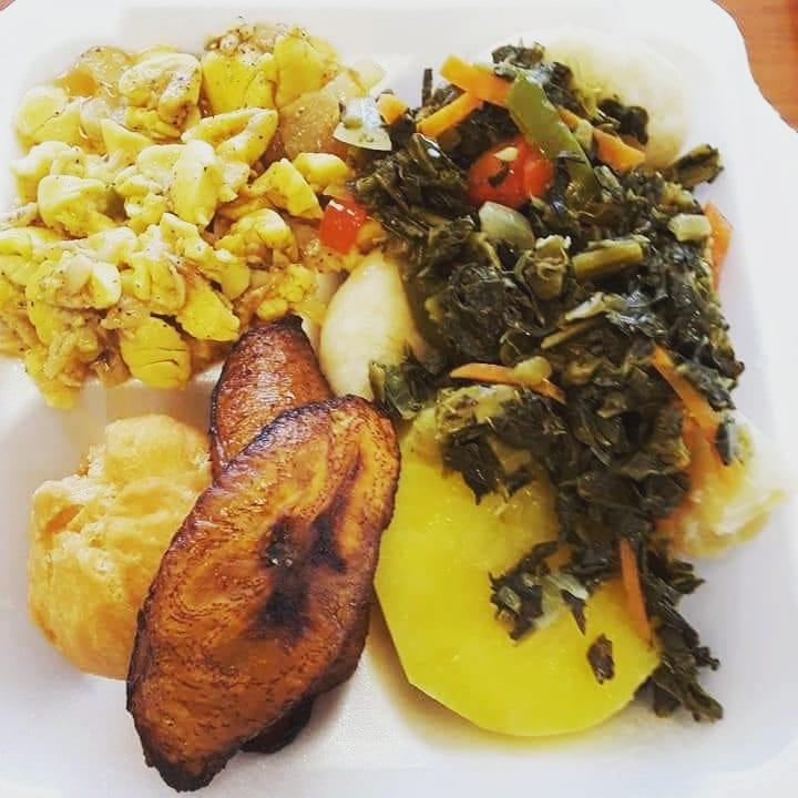 Ackee & Saltfish and Callaloo/Colored Greens (Regular Breakfst).