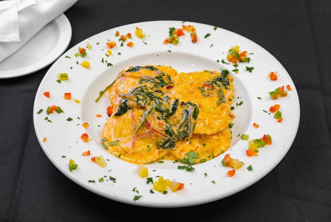 Roasted Red Pepper Ravioli.