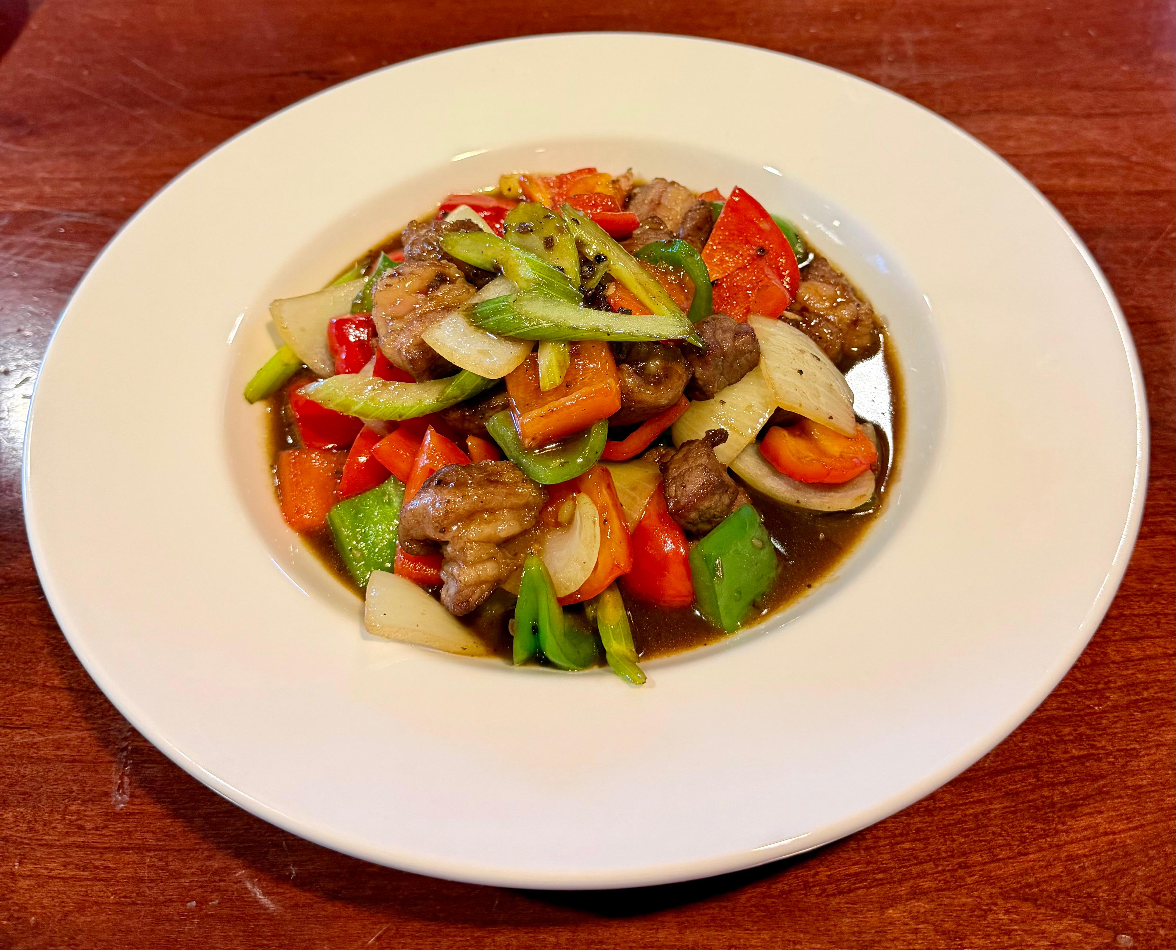 New York Garlic & Black Pepper Steak.