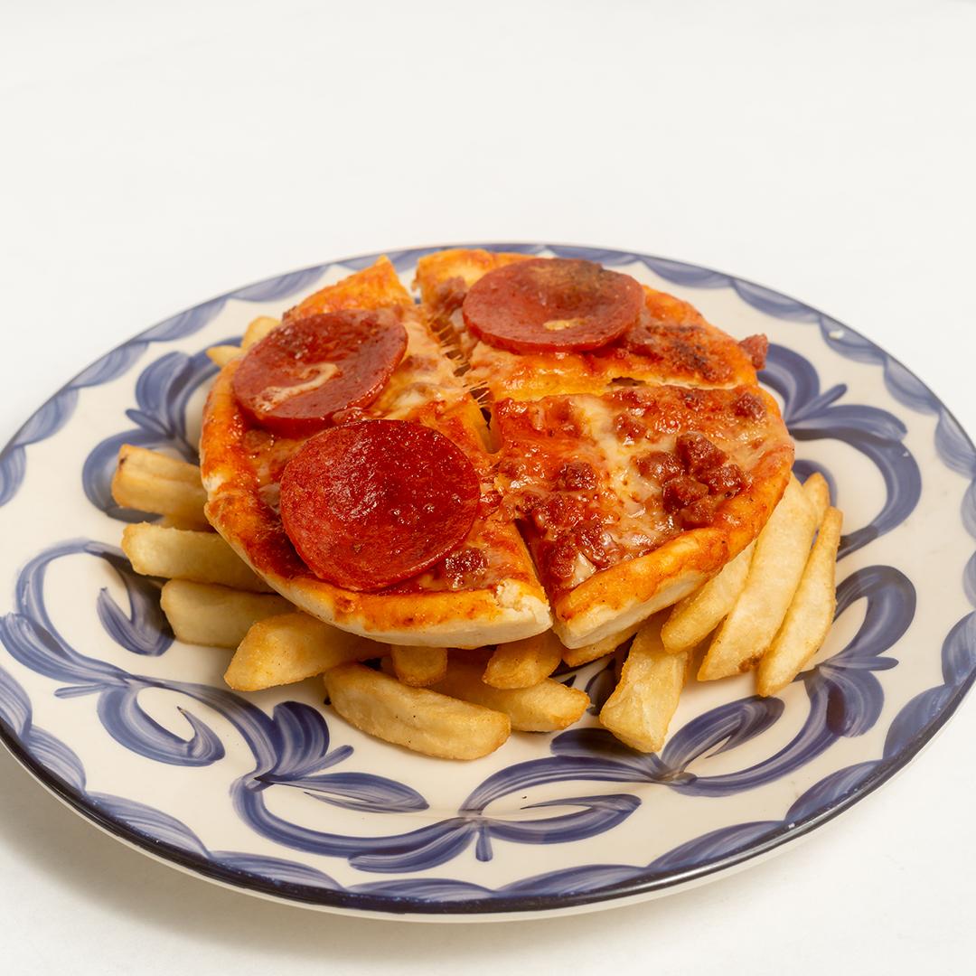 Kids Mini Pepperoni Pizza.