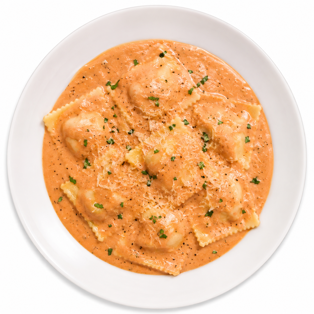 Cheese Ravioli Pink Sauce.