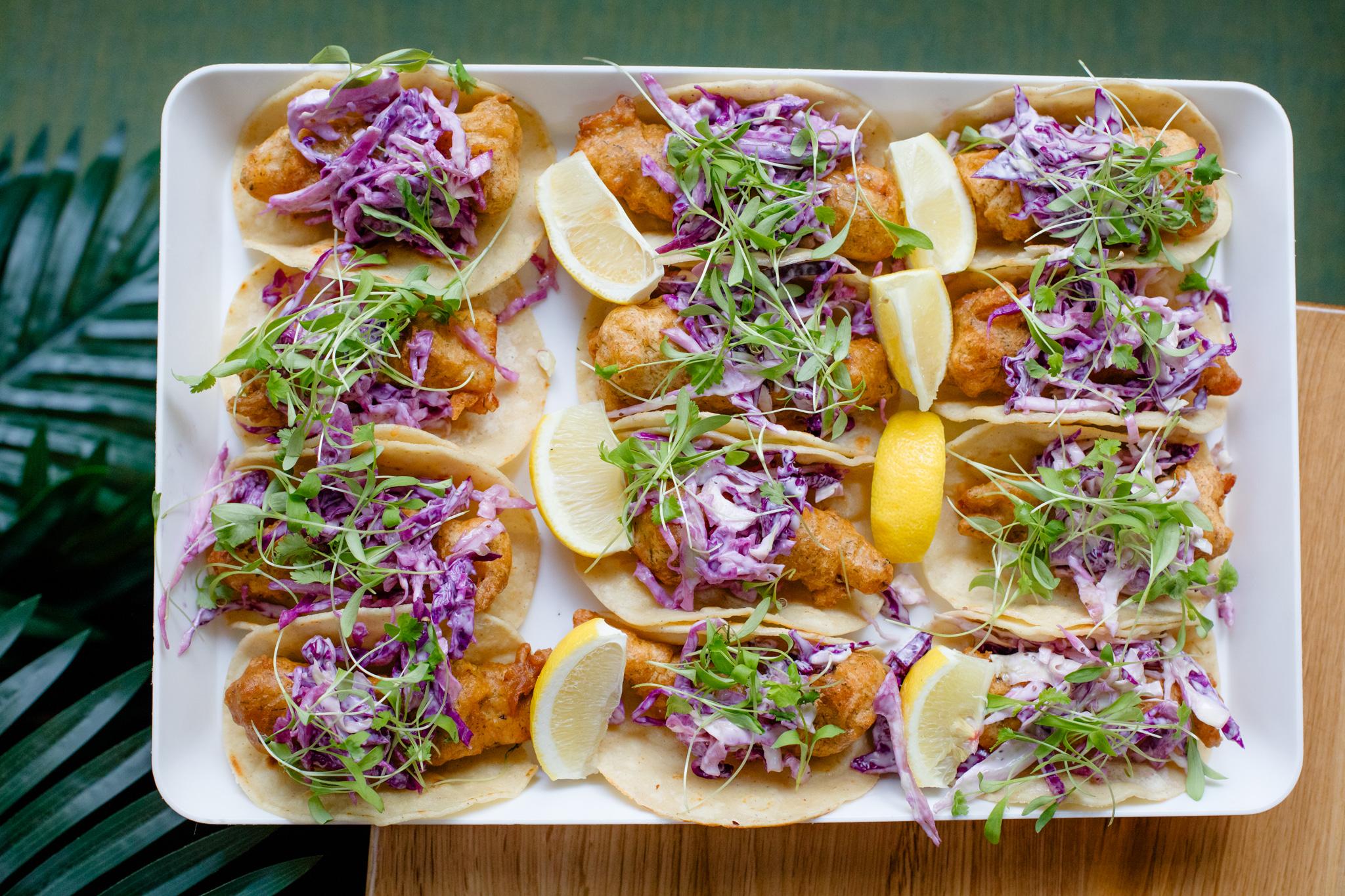 CATERING Baja fish tacos.