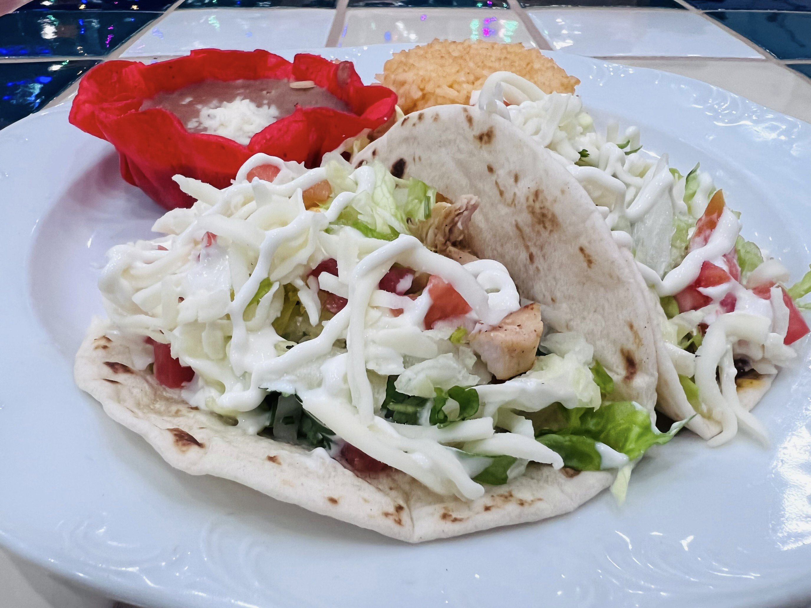 Soft Flour Tortilla Taco Plate.