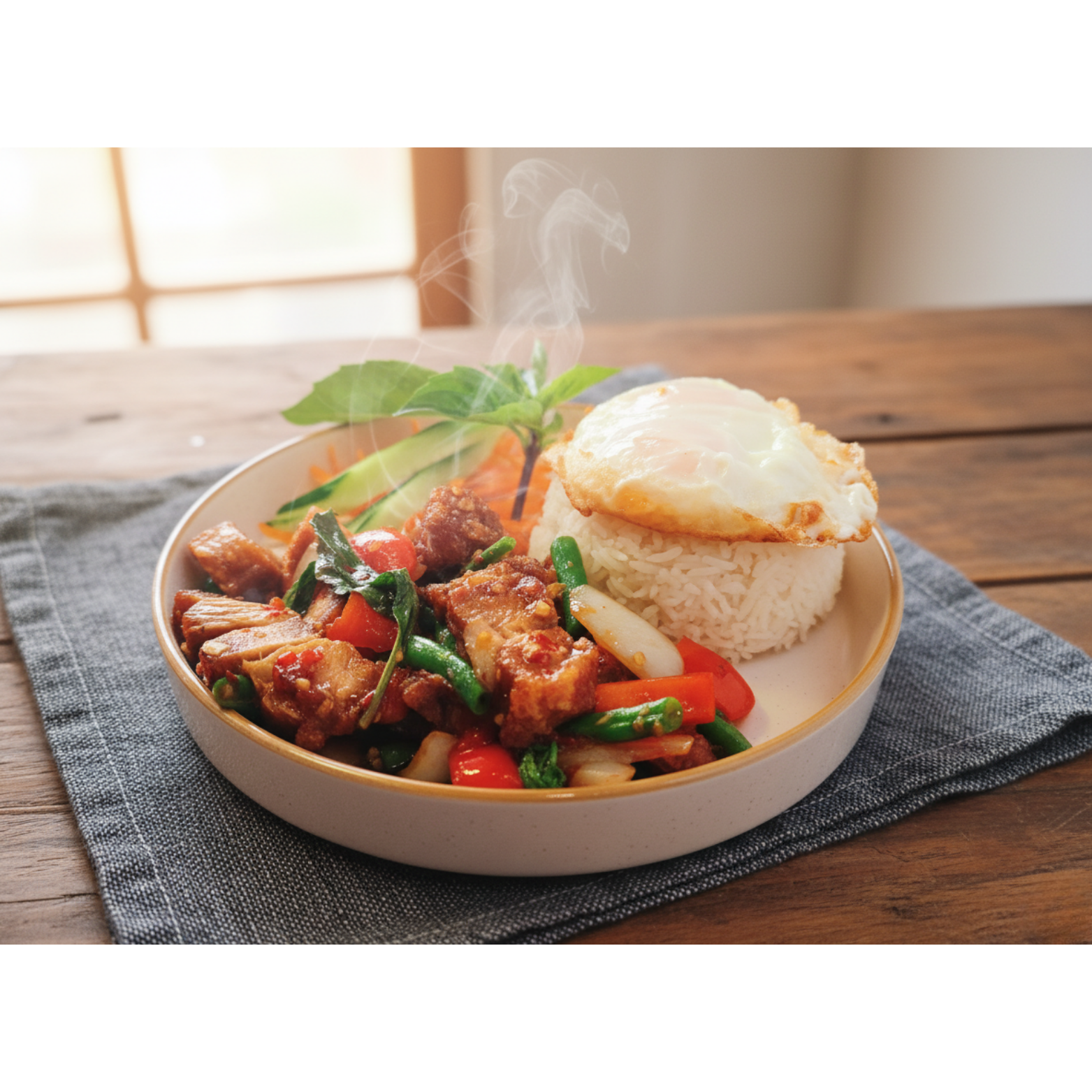 Brooklyn Crispy Pork Basil Bowl 🌶.