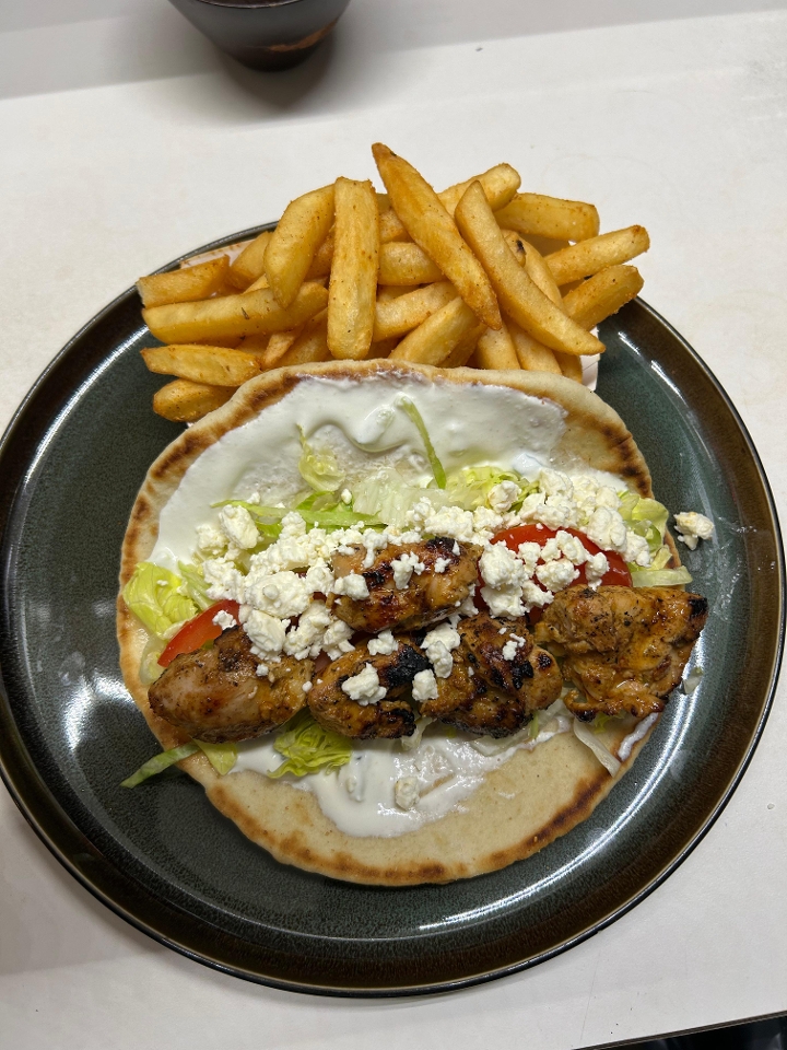 Chicken Souvlaki Pita Wrap.