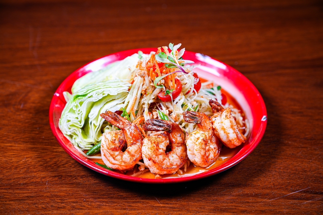Papaya Salad Grilled Shrimp.
