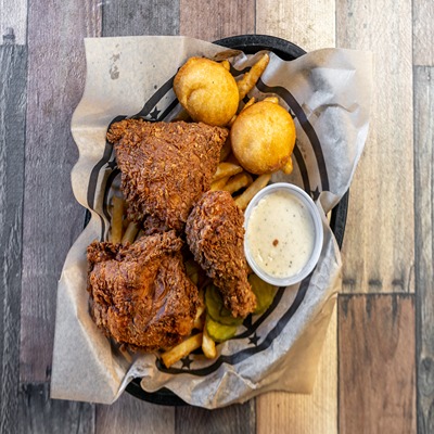 Three-Piece Chicken Dinner.