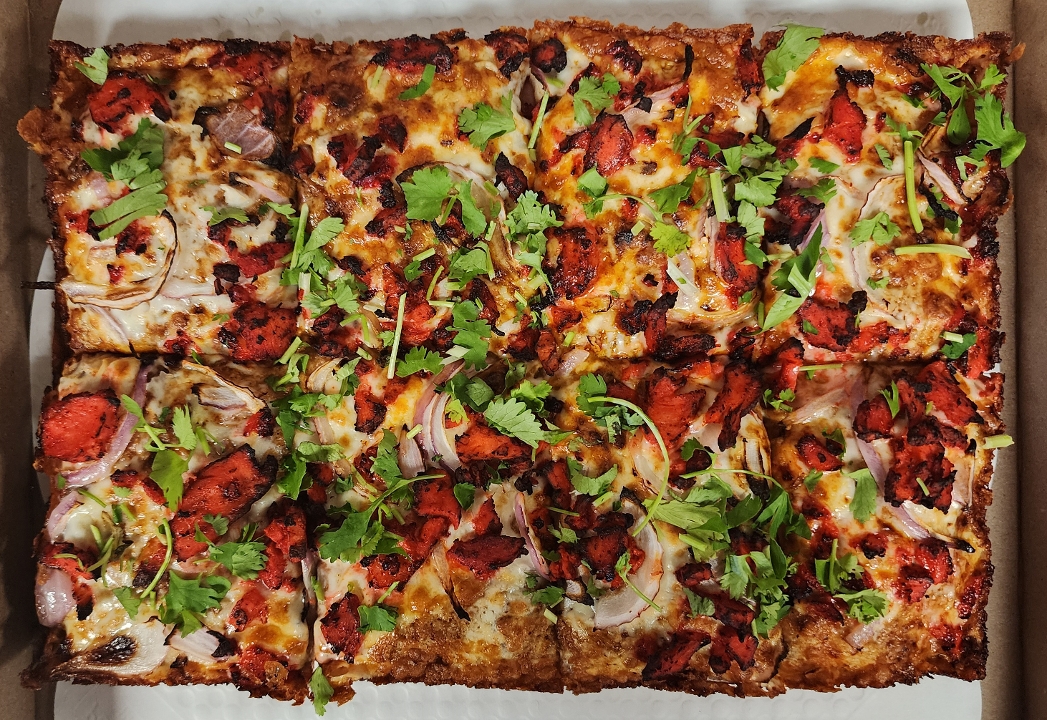 Large Tandoori Chicken Detroit-Style Pizza.