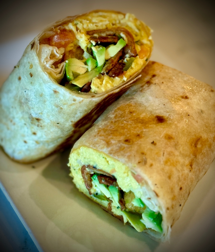 Bacon, Egg, & Avocado Burrito.