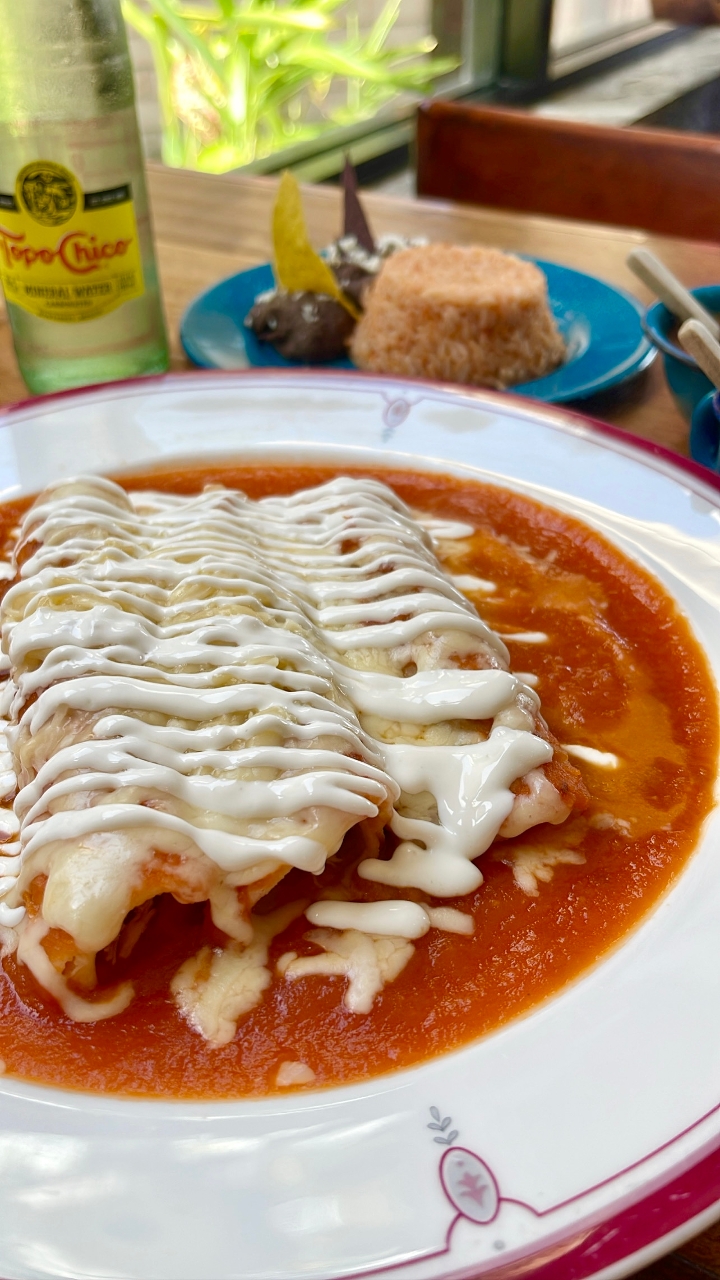 Red Chicken Enchiladas.