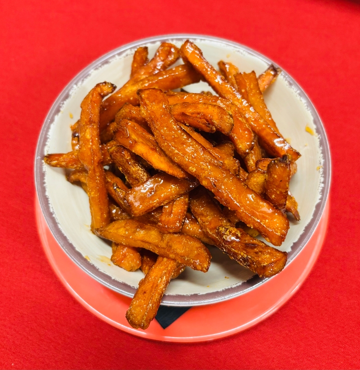 Sweet Potato Fries with Mike's Hot Honey.