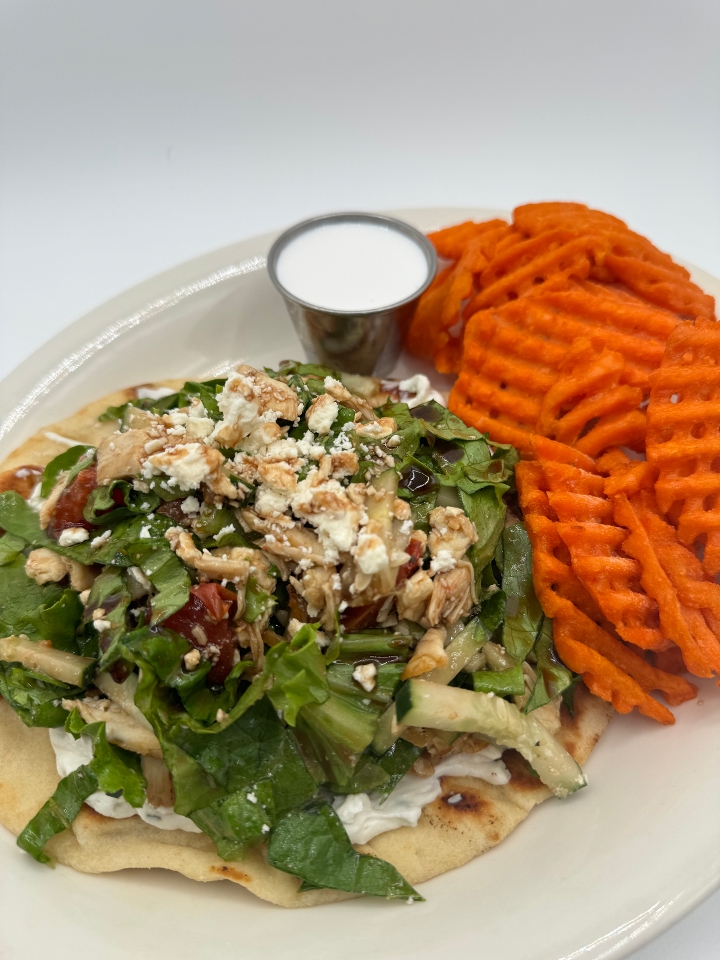Greek Chicken Naanwich.