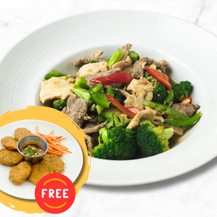 Broccoli Stir-Fry (with FREE Thai Fish Cake).