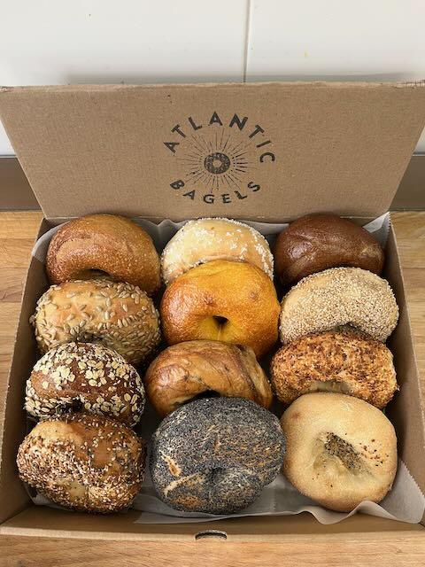 One Dozen Bagels Fresh from the Oven.