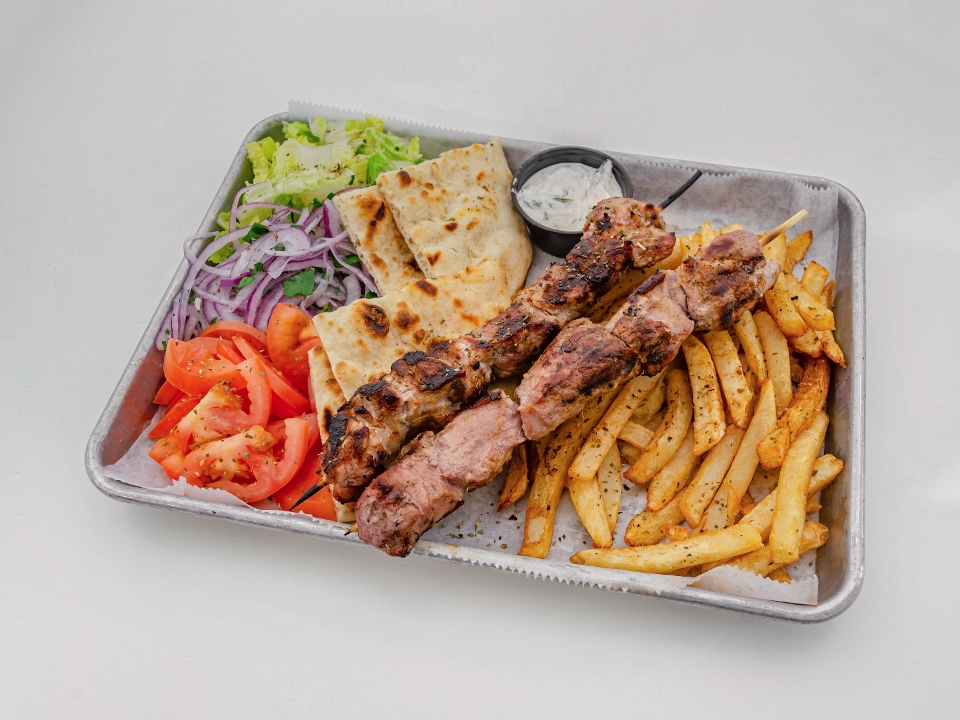 Pork Piato (Souvlaki Platter).