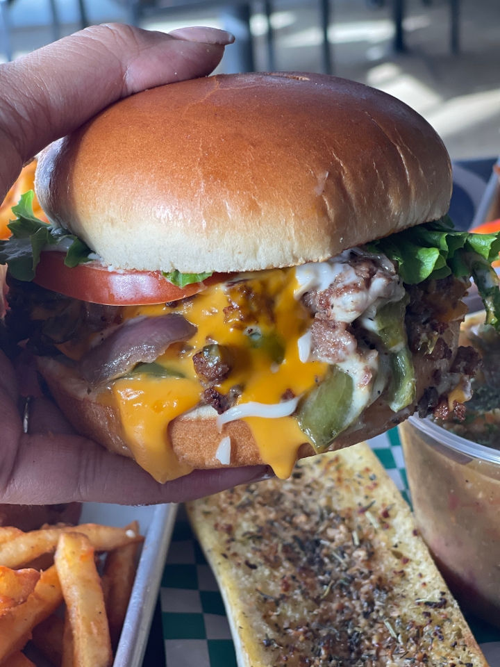 NACHO PHILLY CHEESESTEAK BURGER.