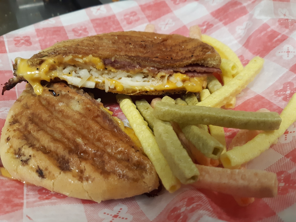 Four Cheese Panini with Bacon.