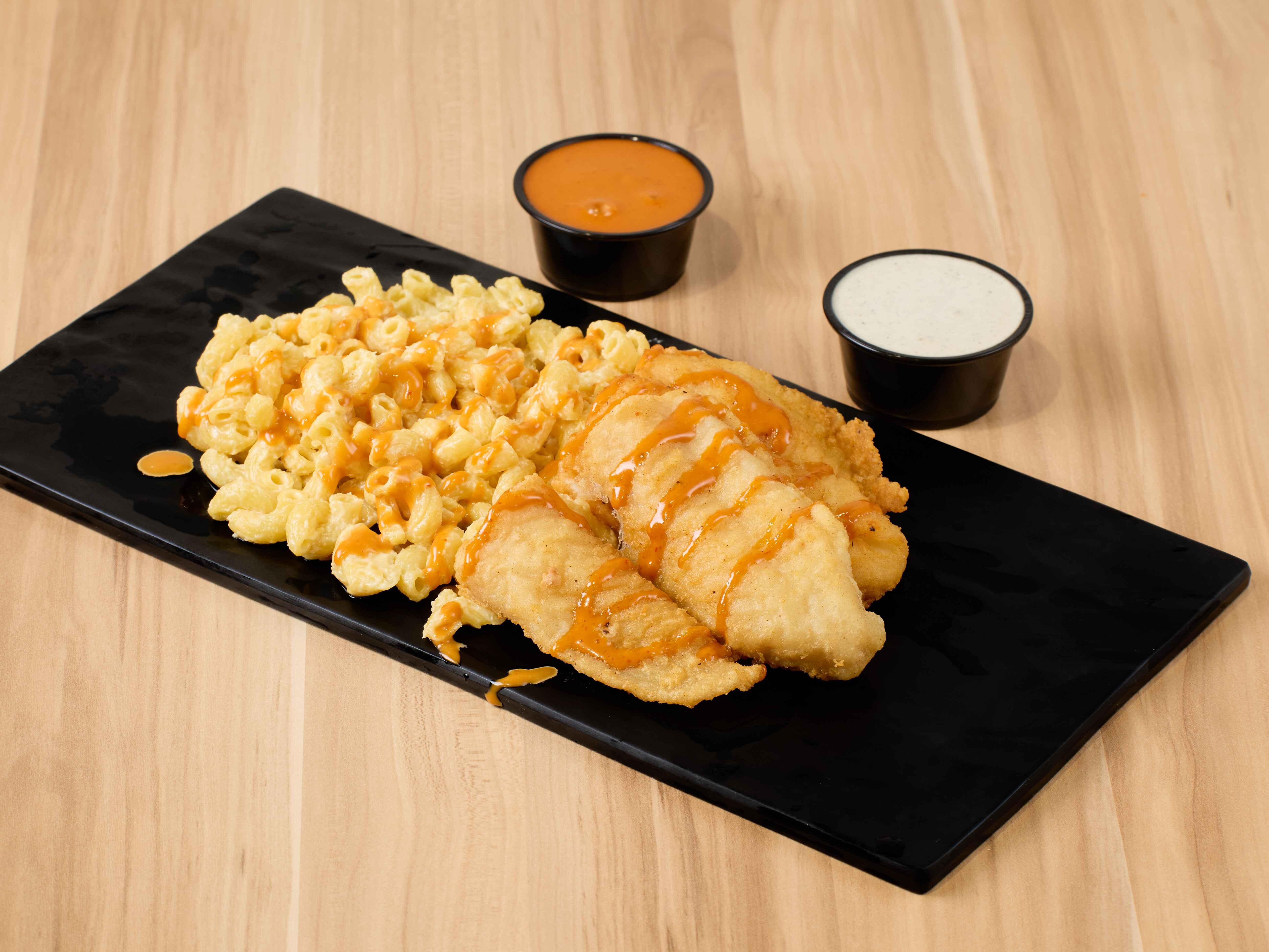 Fish Over Mac & Cheese.