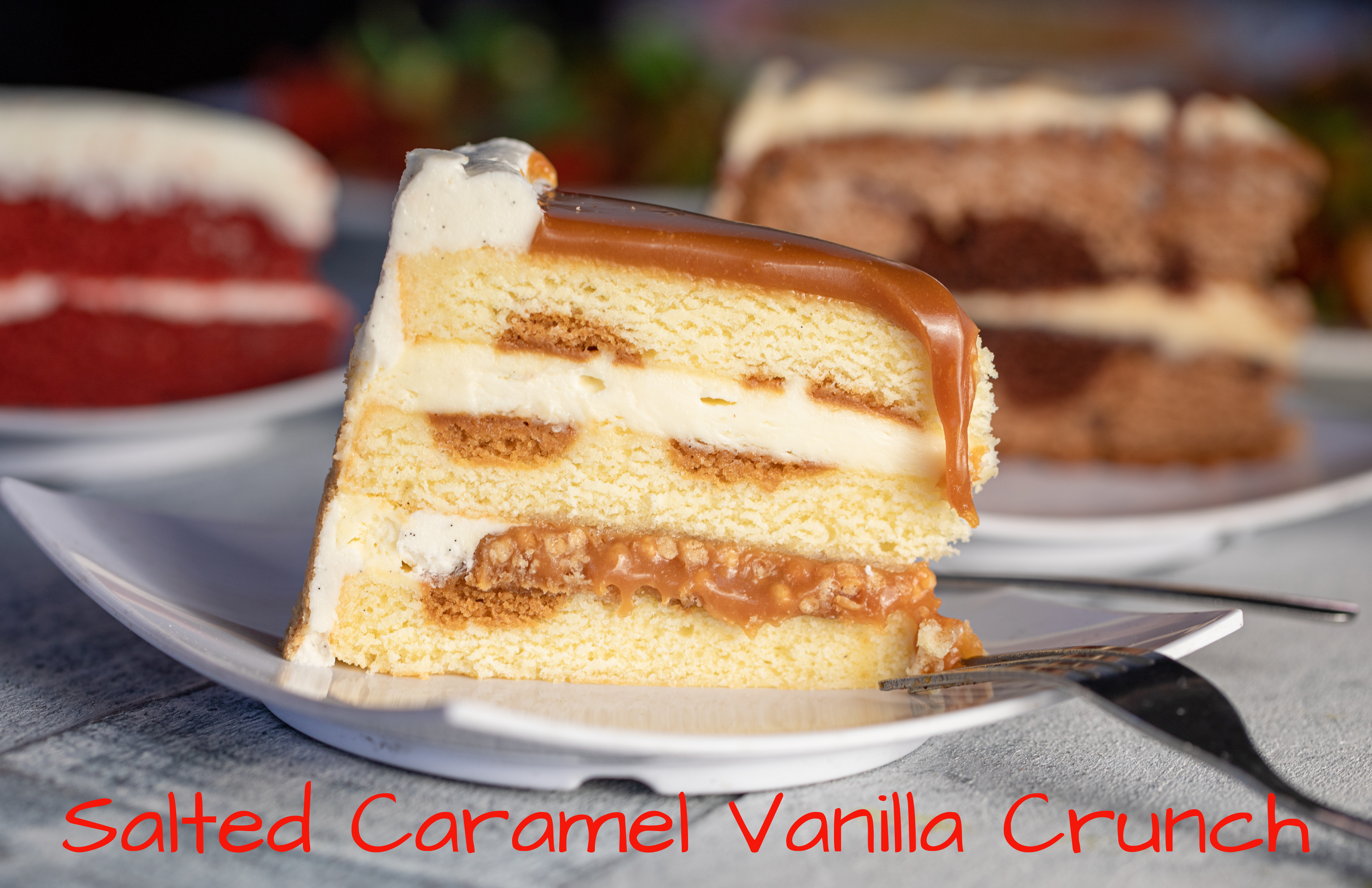 Caramel Vanilla Crunch Cake.