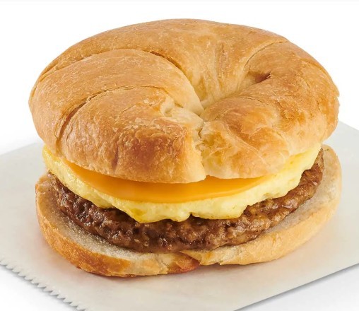 Croissant Sandwich, Sausage, Cage Free Egg & Cheese.