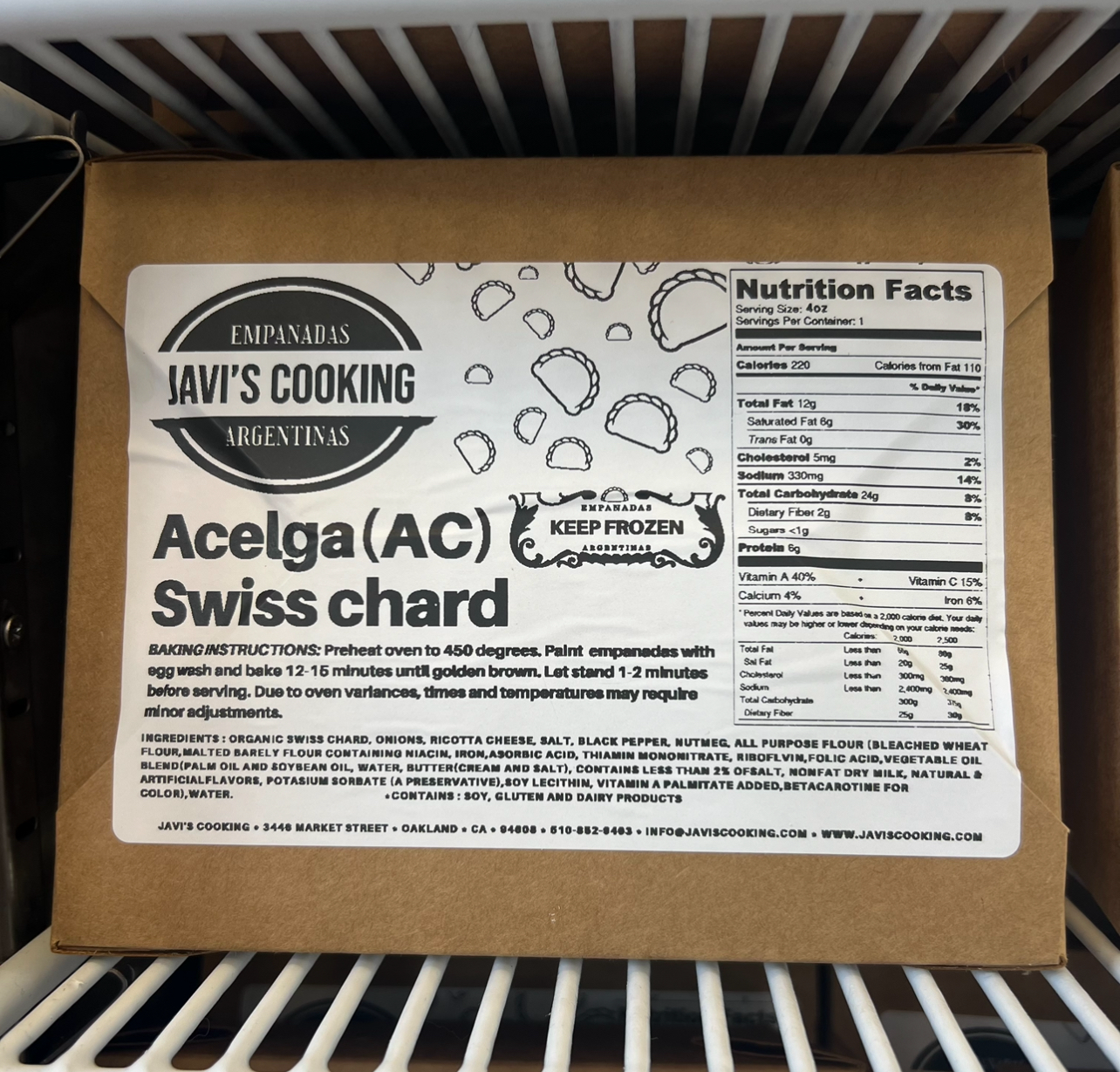 ACELGA-AC (4pack) frozen empanadas.