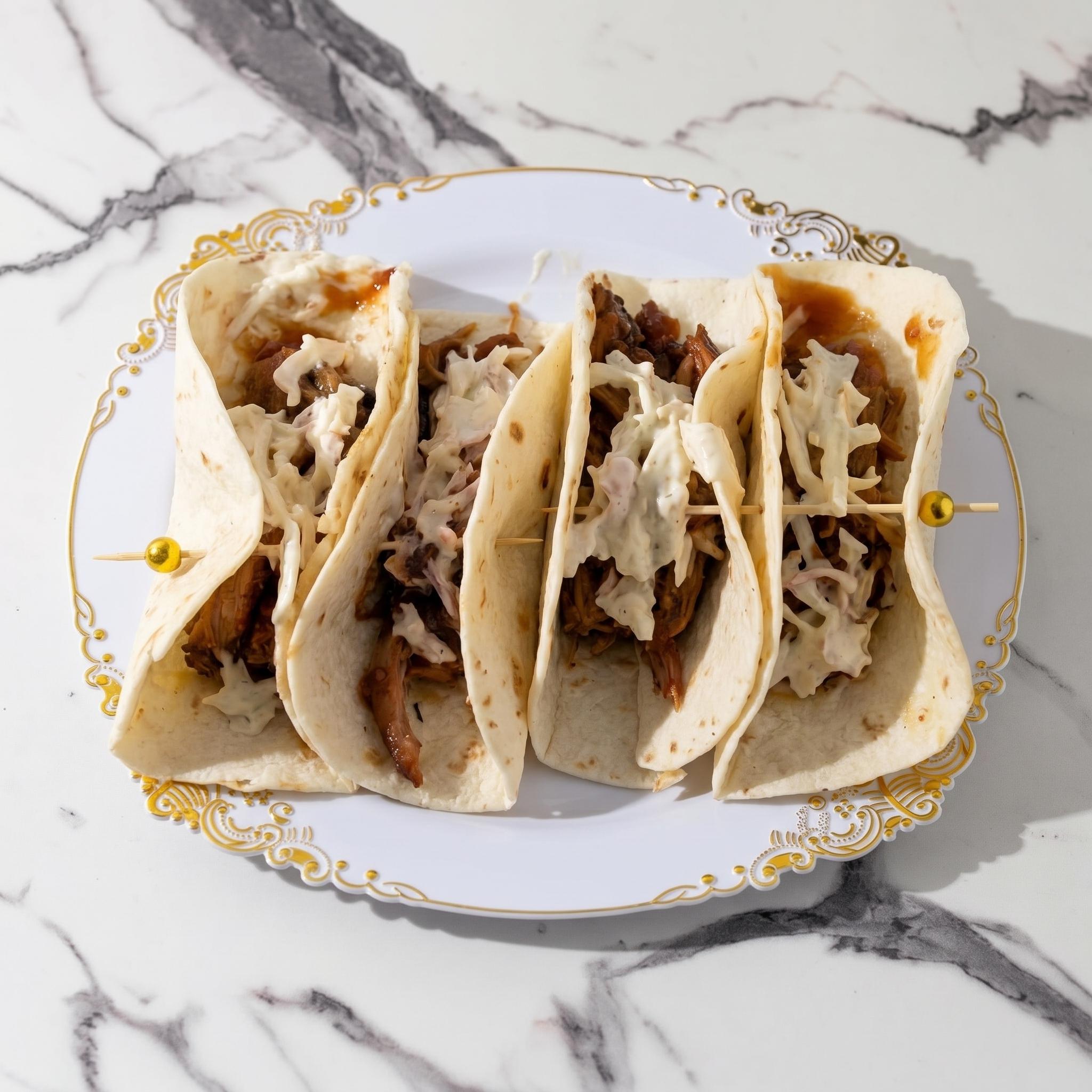 4 Pack of Pulled Pork Tacos.