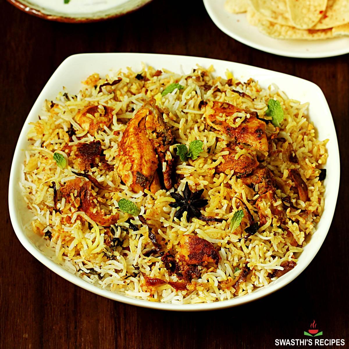 Hyderabad Chicken Dum Biryani.
