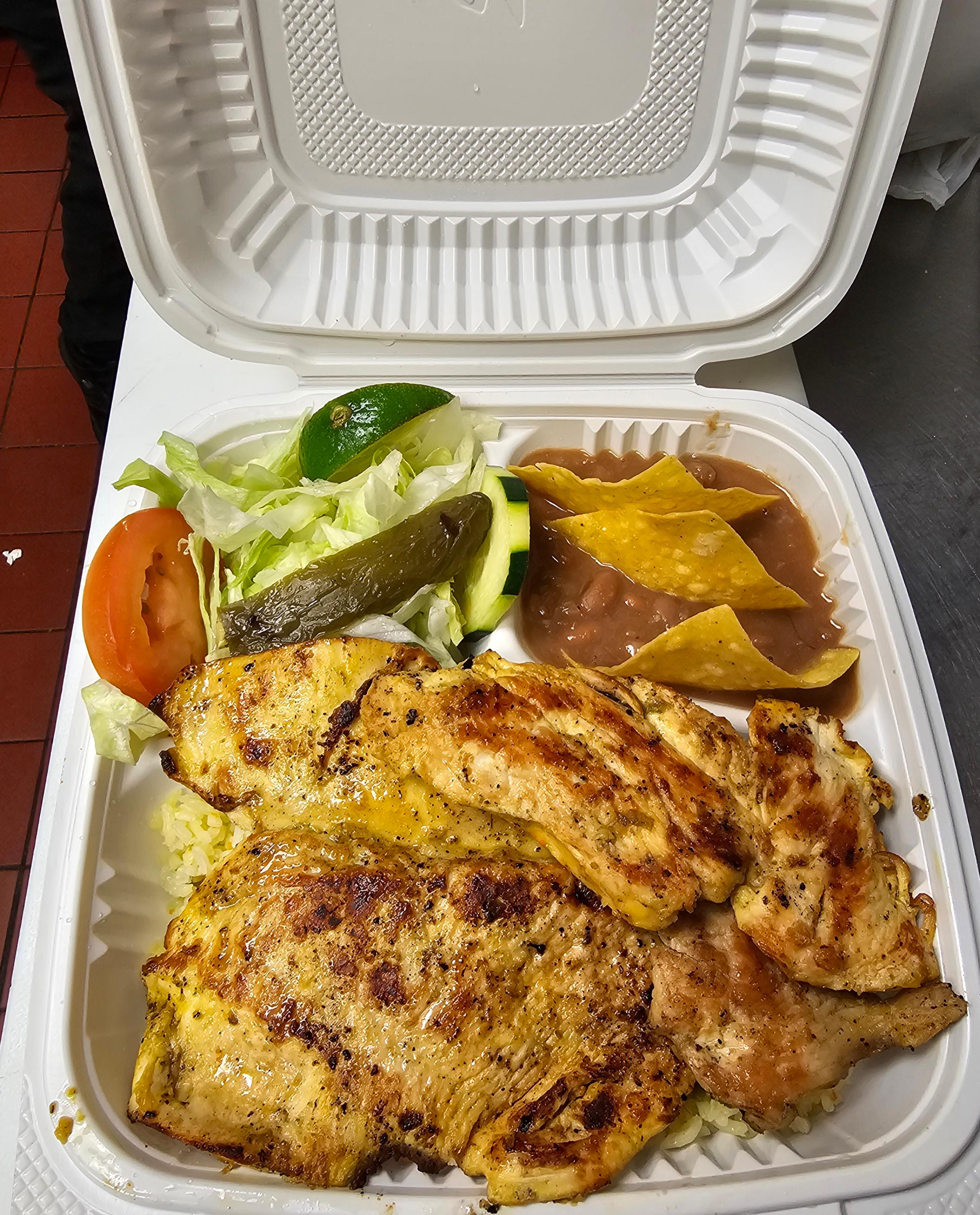 Pechuga Asada, a la plancha (Marinated Chicken Cutlet).