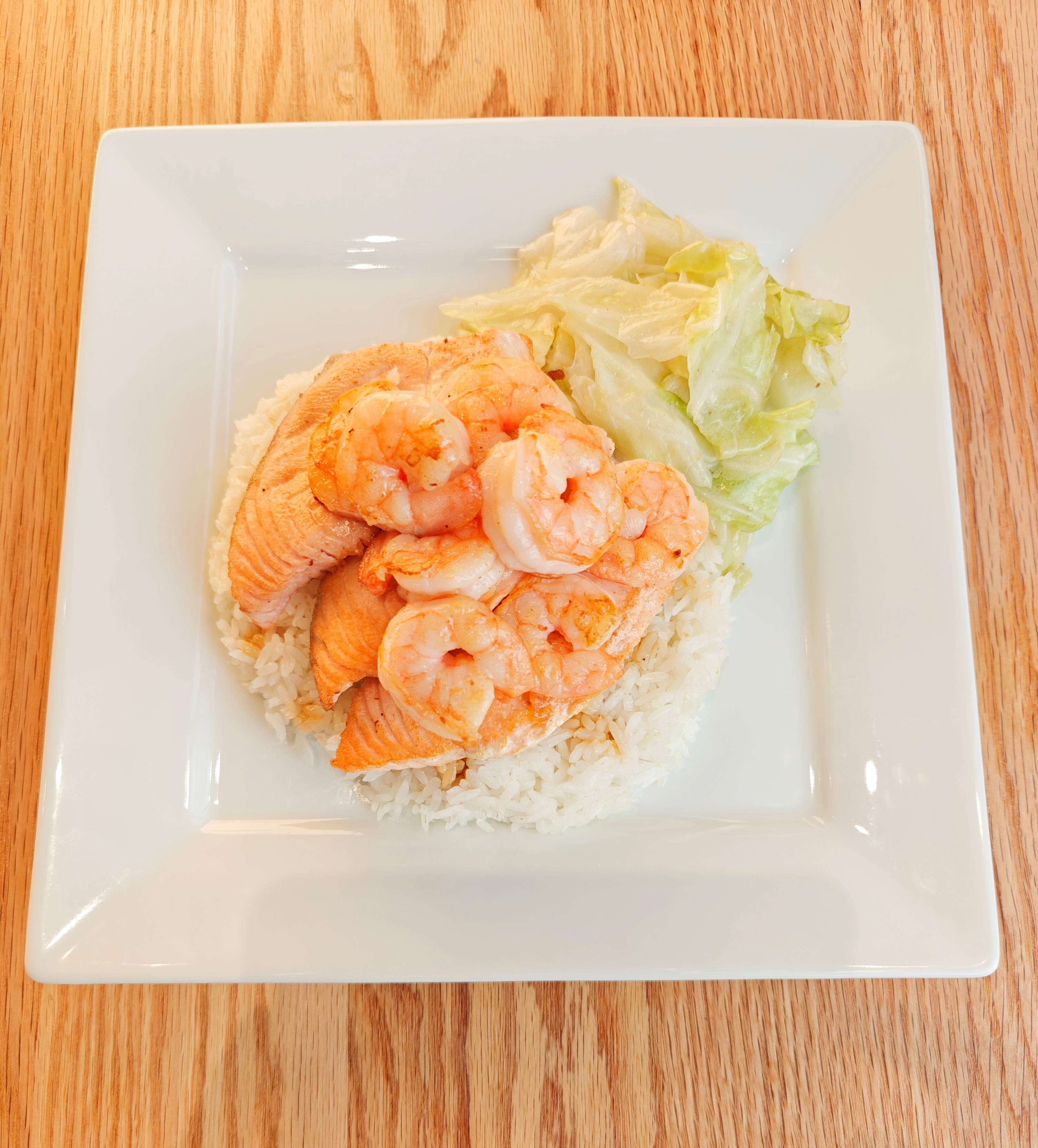 Salmon & Shrimp Teriyaki.