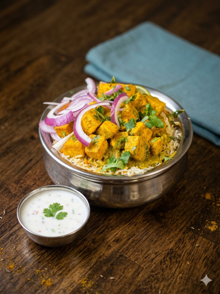 Lemon Coriander Paneer Biryani.
