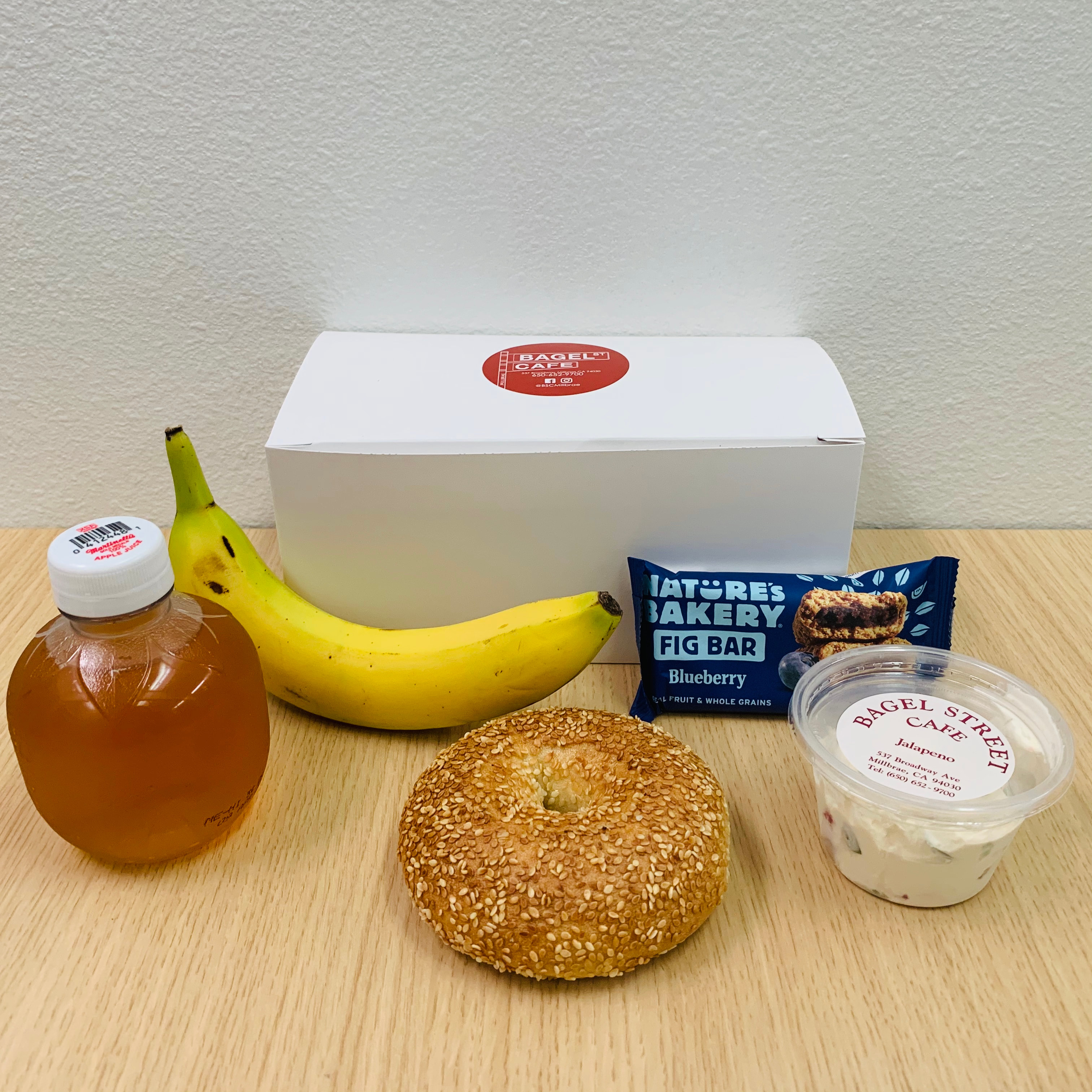 Individual Bagel Breakfast Box.