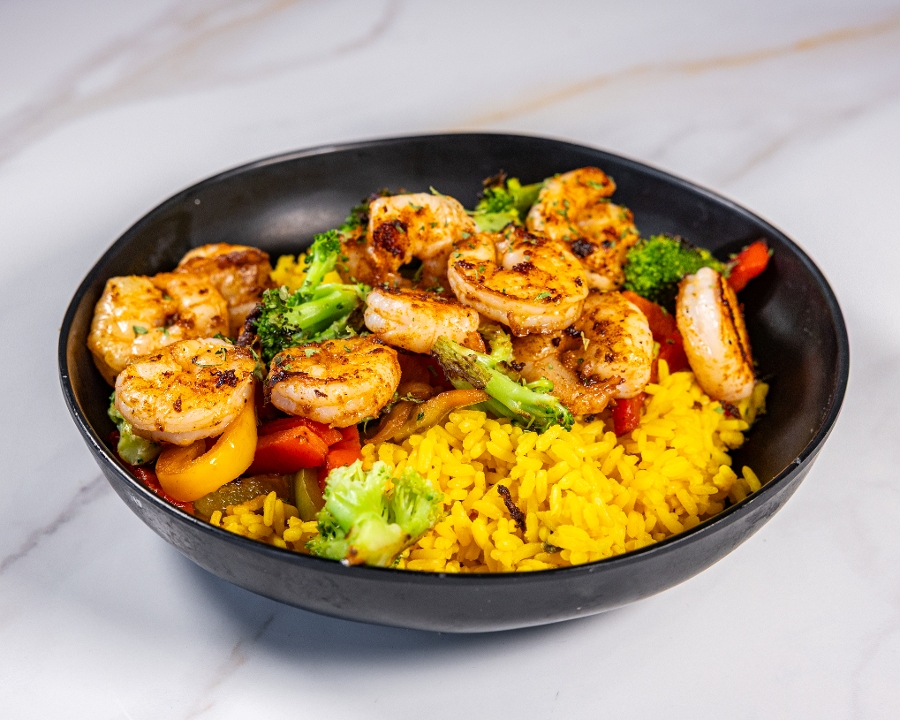 SHRIMP RICE BOWL.