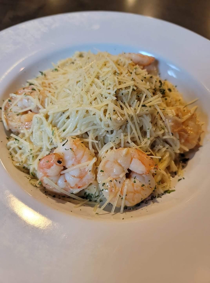 SHRIMP SCAMPI PASTA.