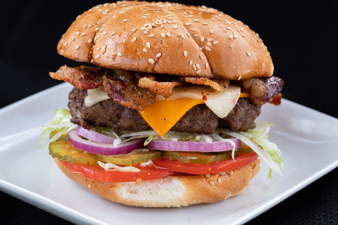 Angus Huge 10 oz Bacon Cheeseburger.