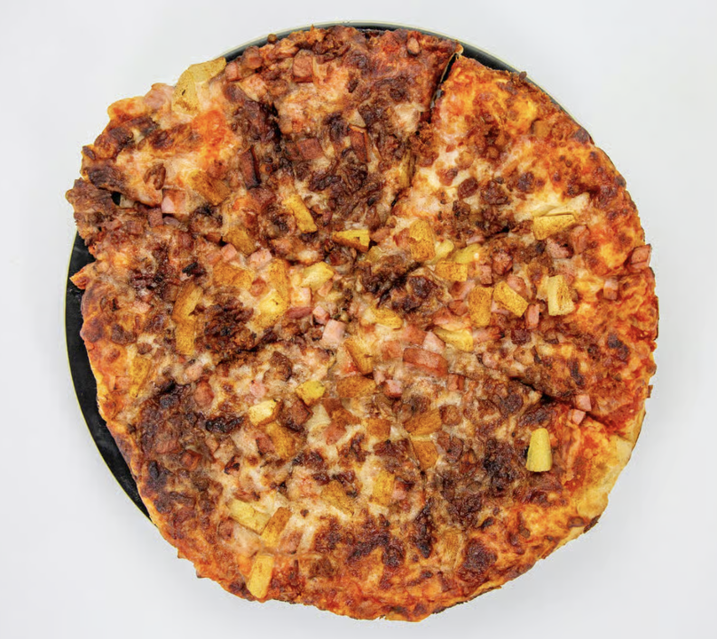 Large Hawaiian pizza.