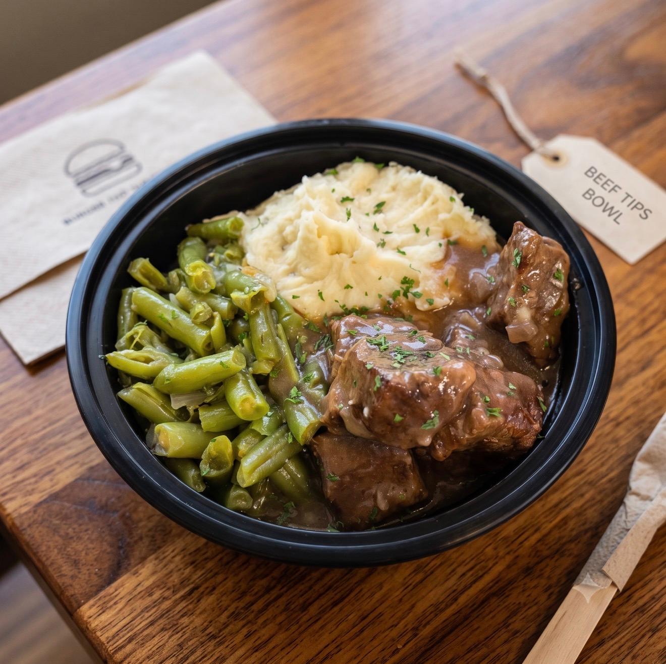 Beef Tips & Mash Bowl.