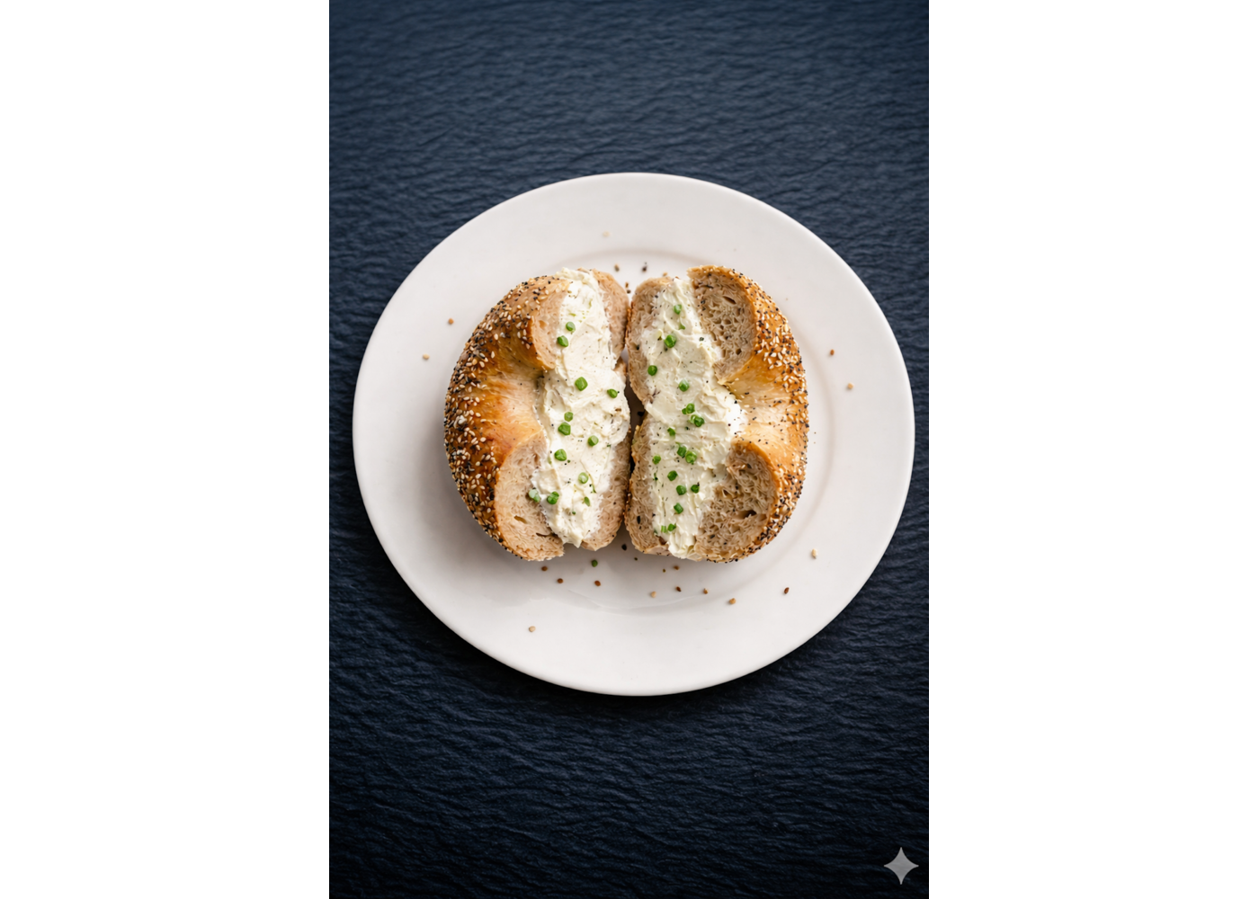 Scallion Cream Cheese Sandwich.