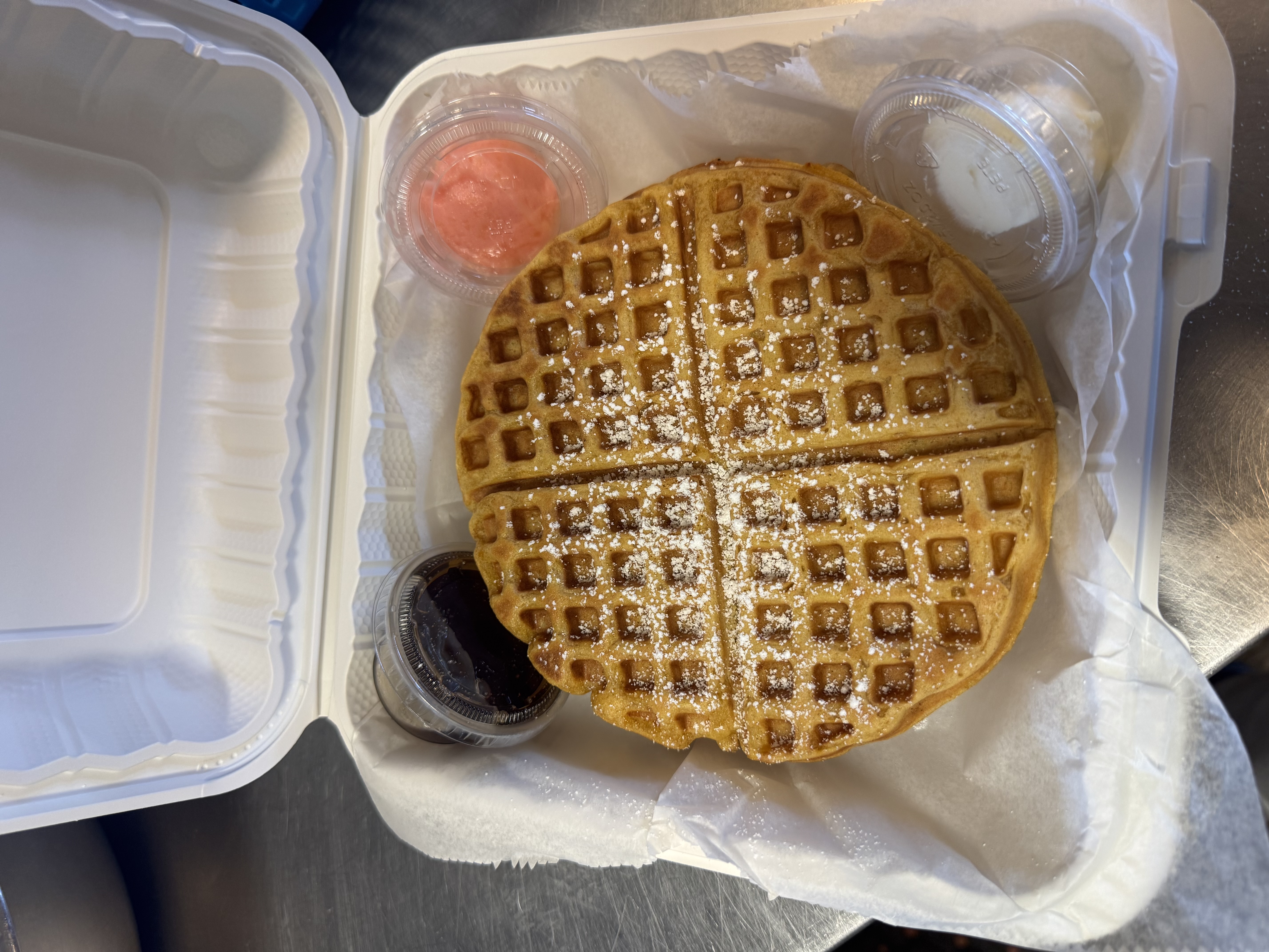 Candied Sweet Potato Waffles and Fried Chicken.