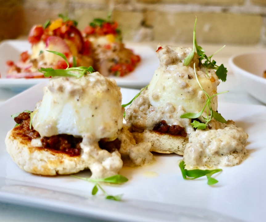 Biscuits and Gravy Benedict.