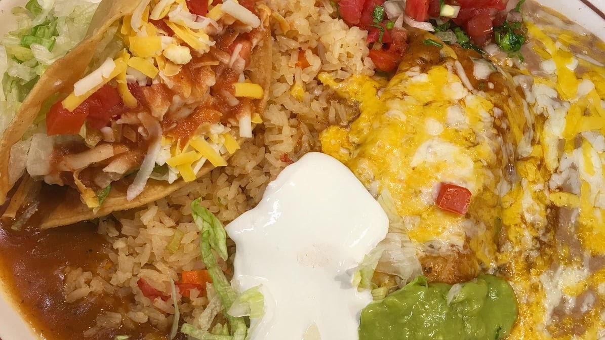 #18 Taco & Cheese Enchilada.