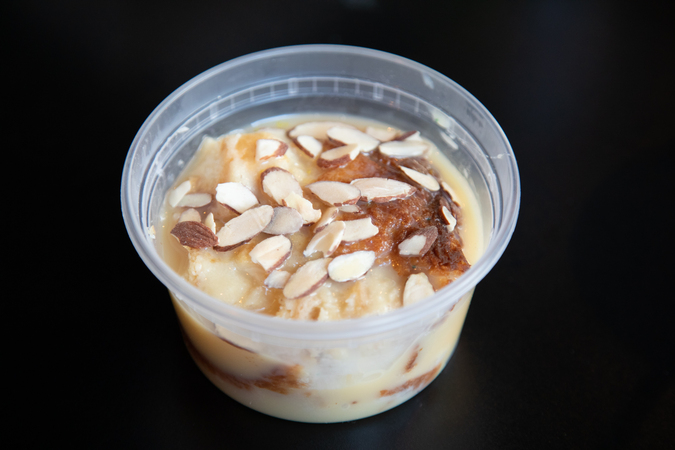 White Chocolate Almond Bread Pudding.