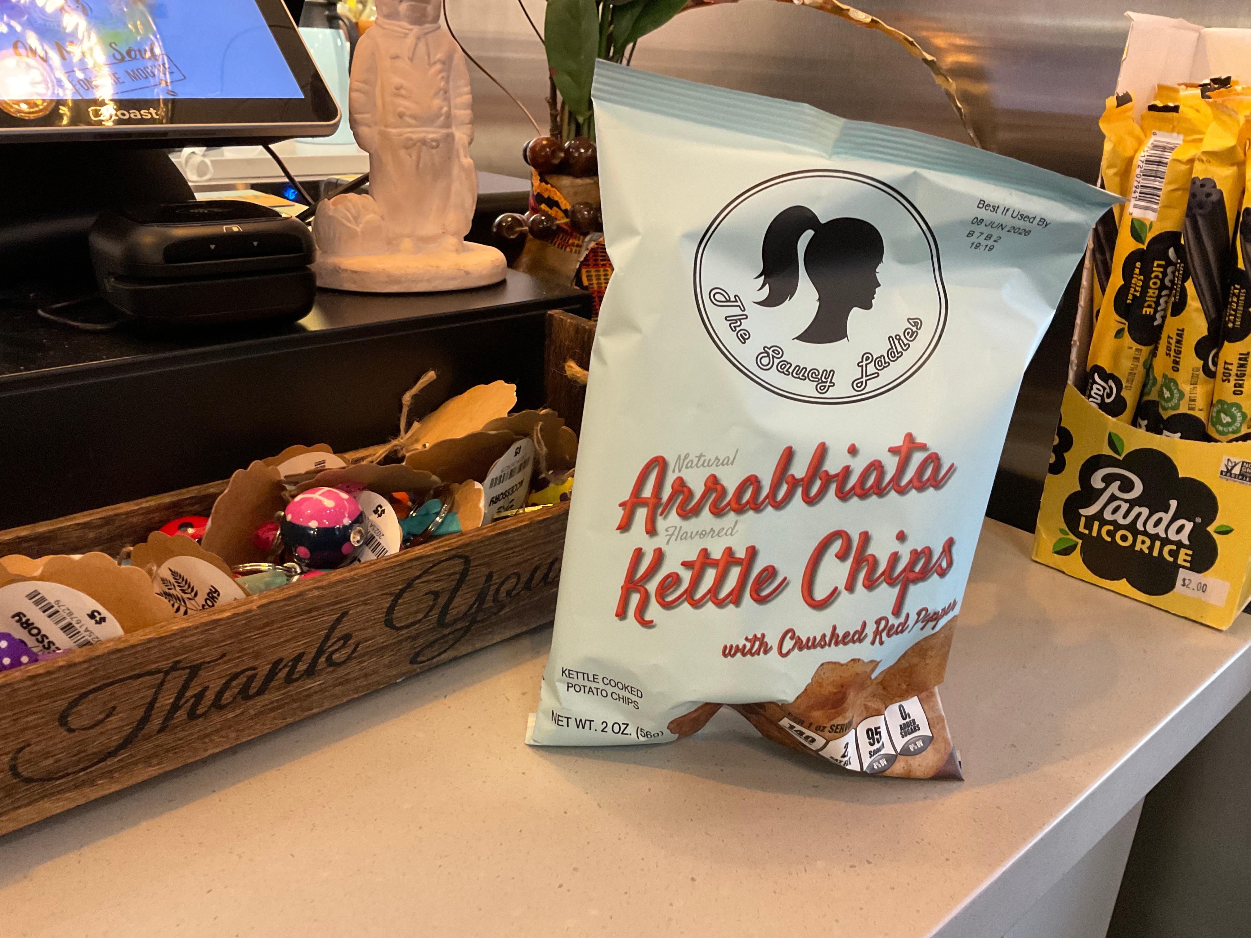 The Saucy Ladies Arrabbiata Kettle Chips.