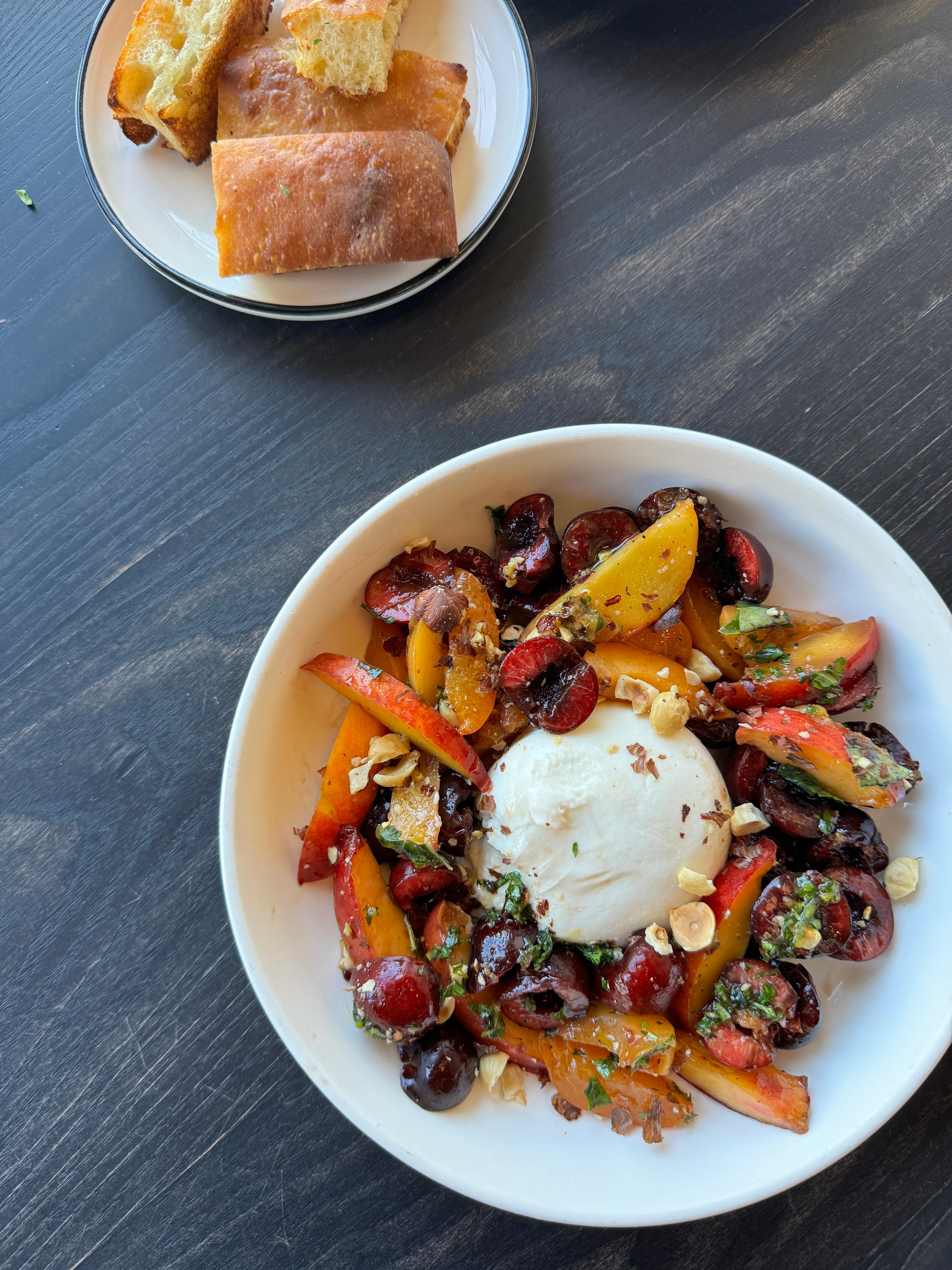 CHERRIES + BURRATA.