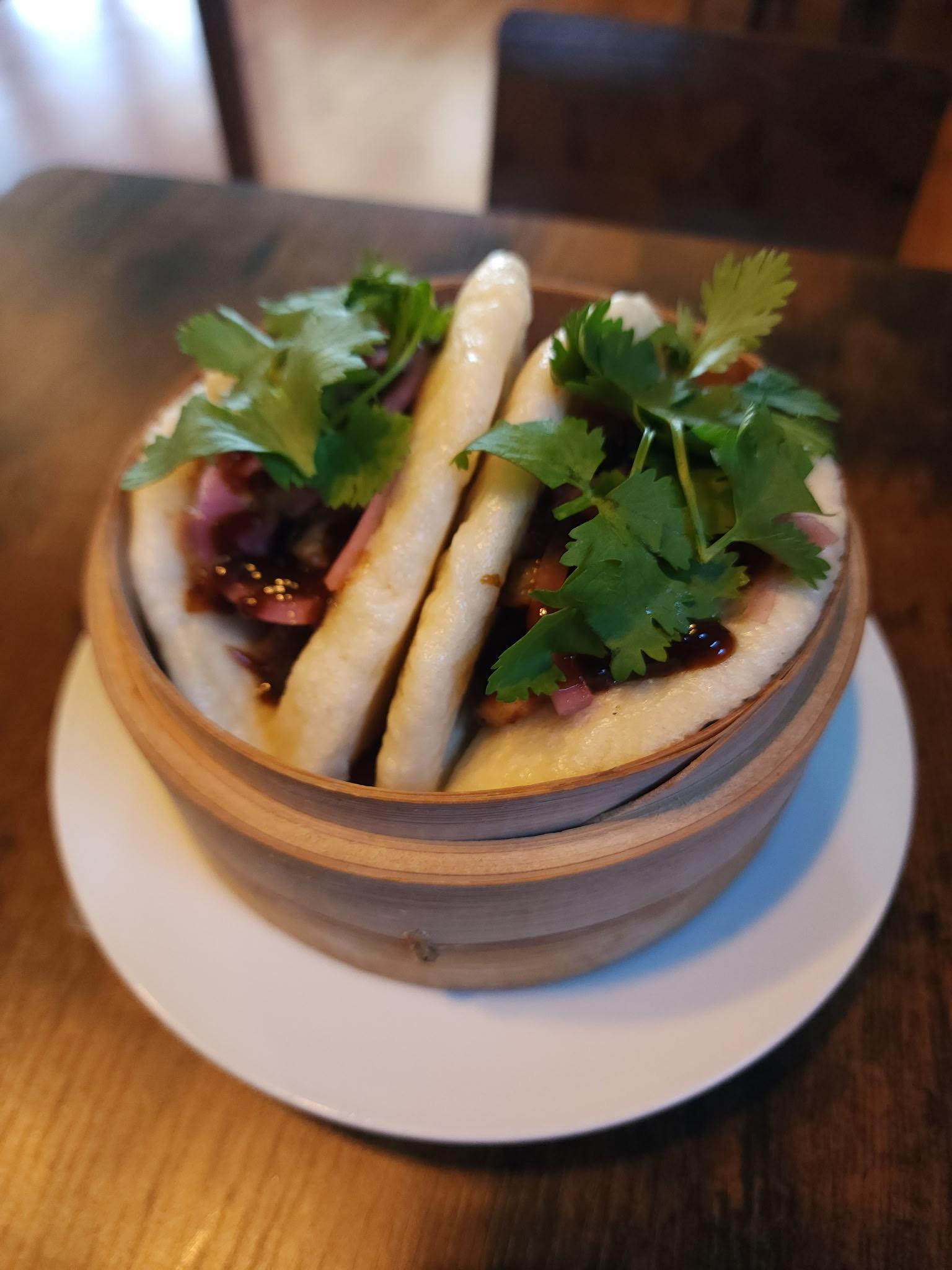Open Faced Steamed Bao.
