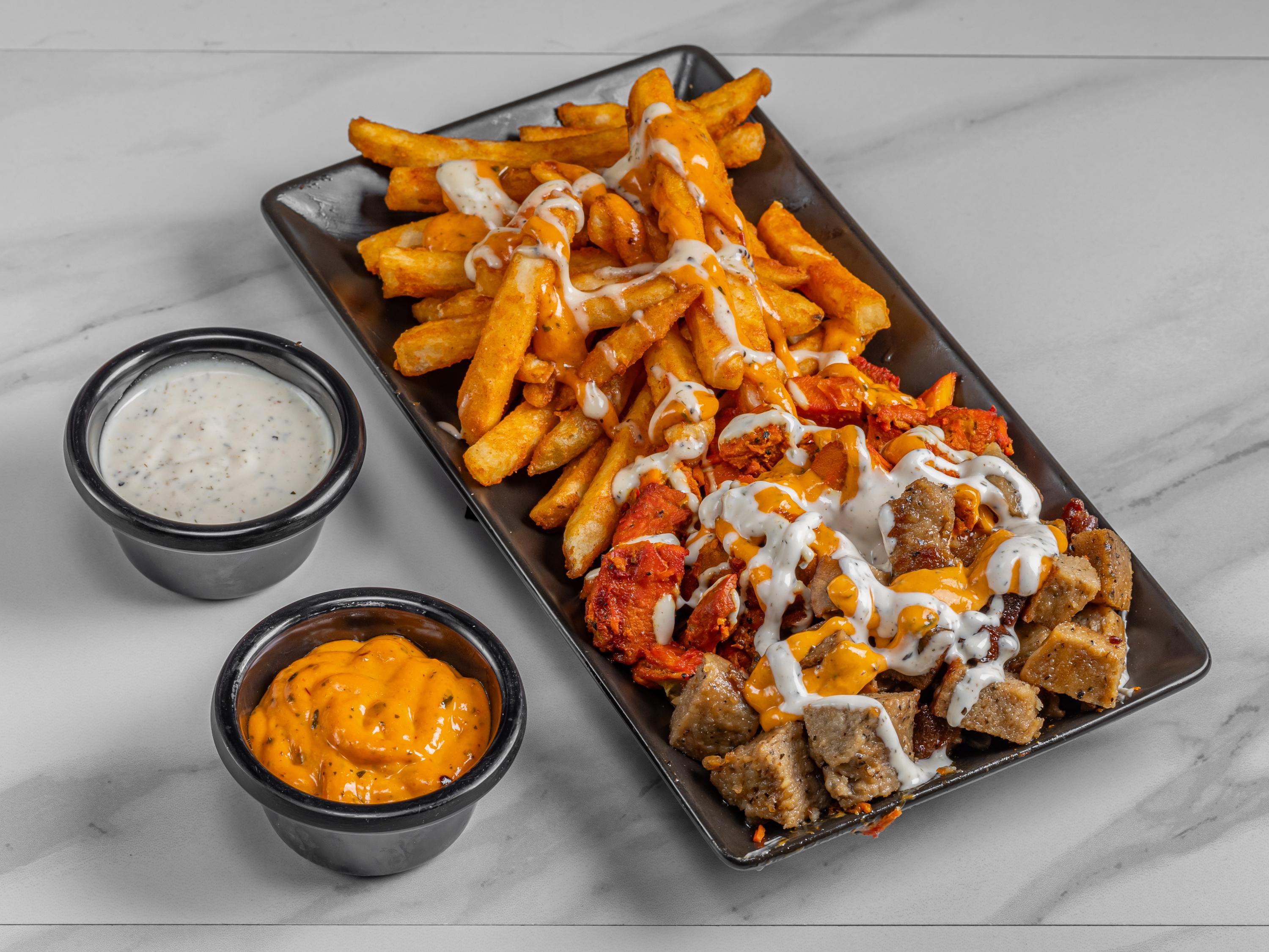 Mix over fries.