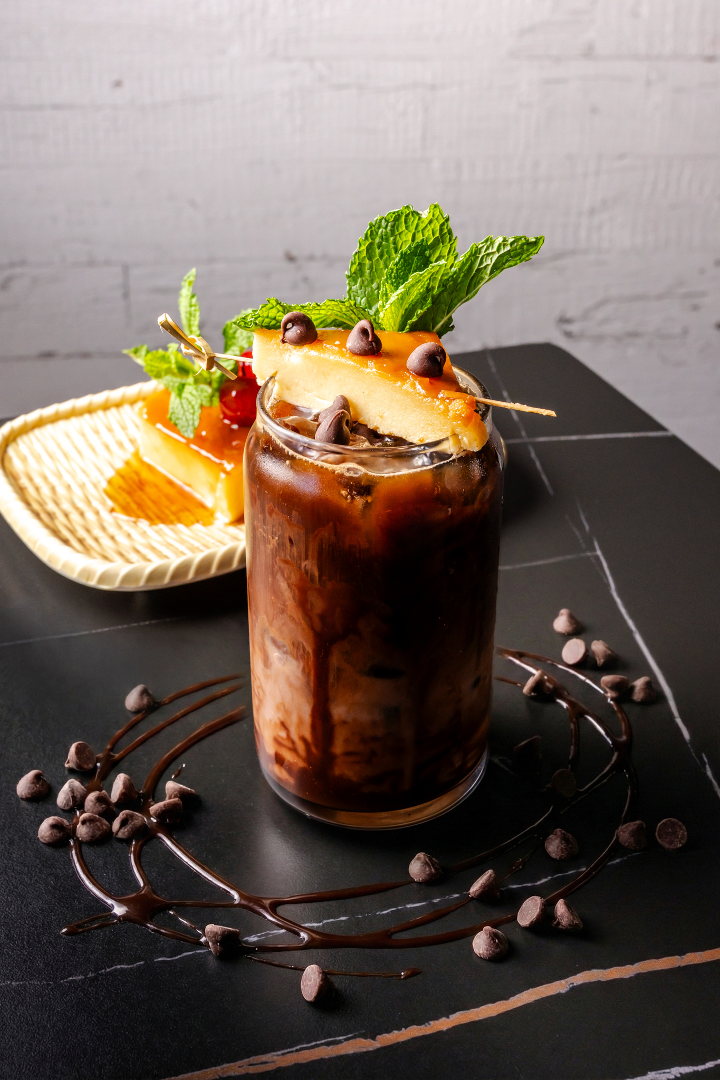 ICE MOCHA FLAN LATTE.