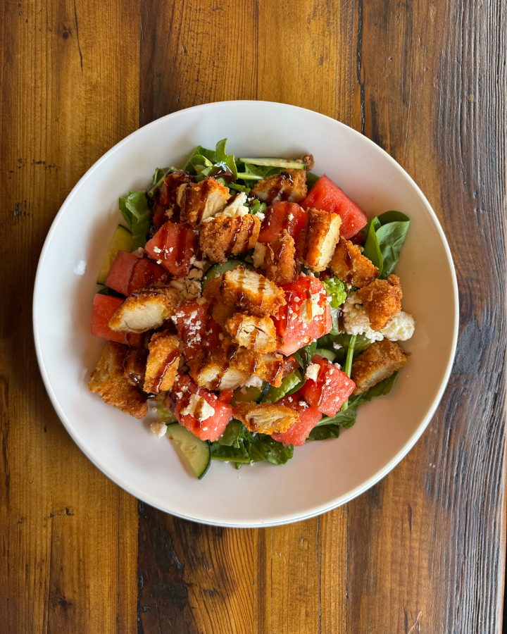 Crispy Coconut Chicken & Watermelon Salad.