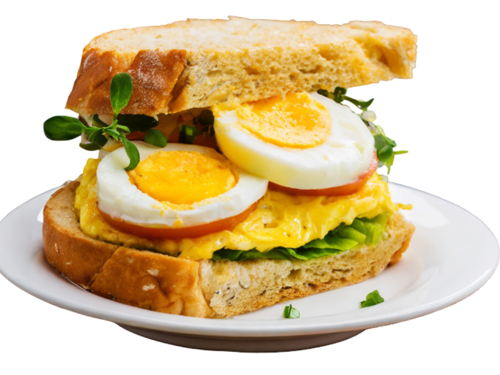 Hard Boiled Egg with Lettuce & Tomato.