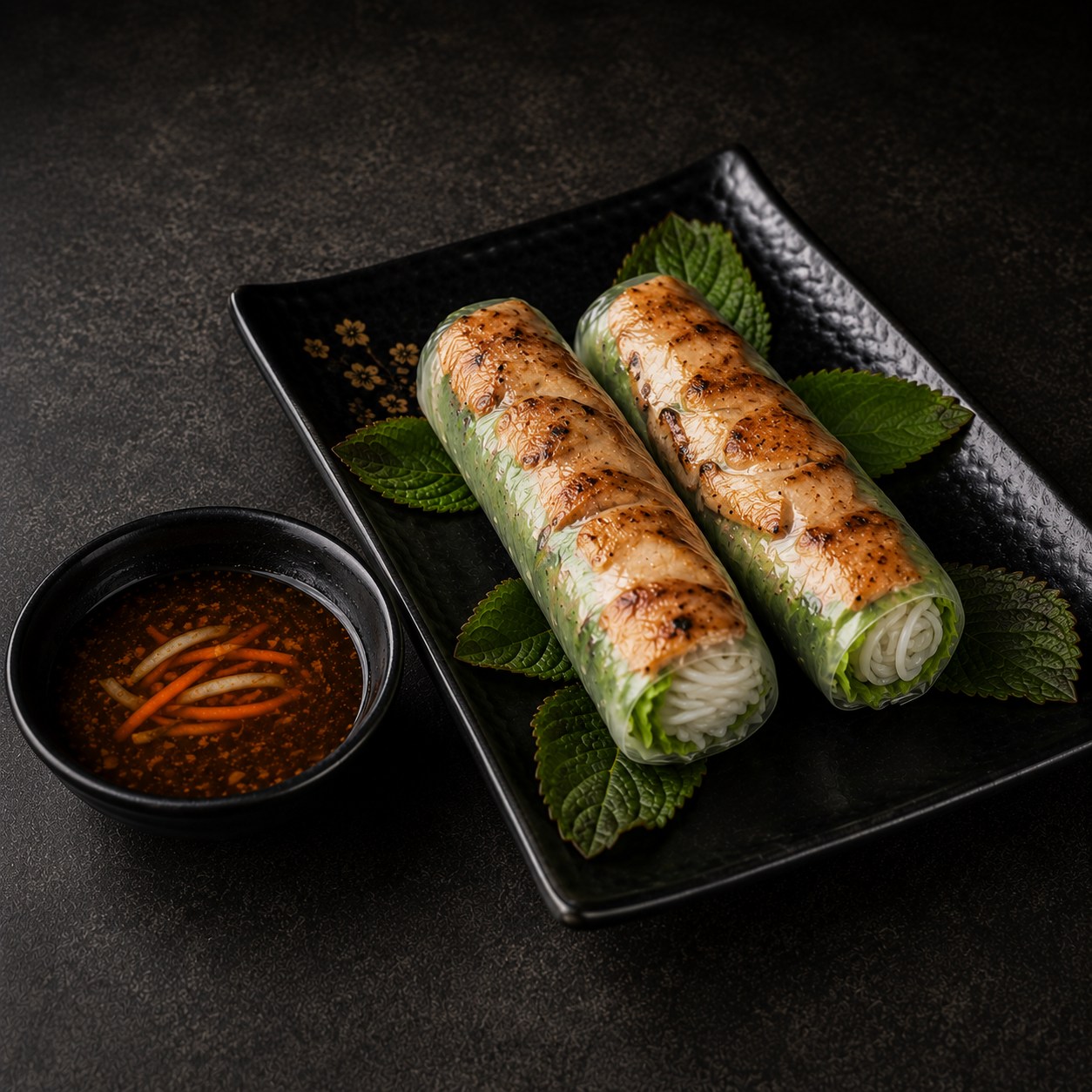 [8A] Grilled Chicken Spring Rolls.