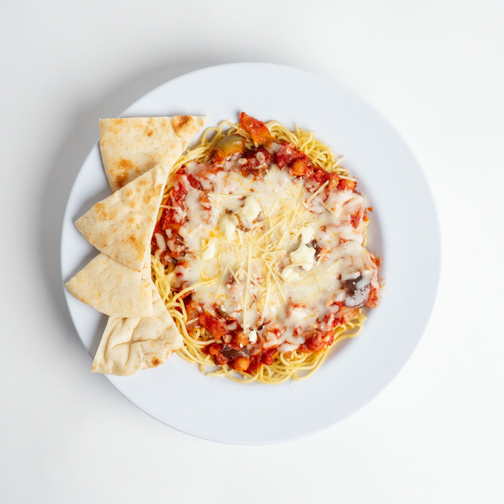 Baked Spaghetti w/Lebanese Moussaka.